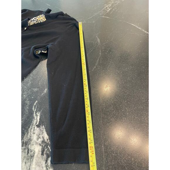 Susan Graver black and silky leopard cardigan with chain detail MED - Picture 9 of 11